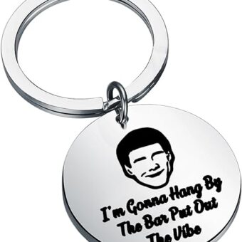 FEELMEM Comedy Movie Inspired Dumb Fans Gift I'm Gonna Hang By The Bar Put Out The Vibe Dumb Movie Keychain 90s Movie Gift