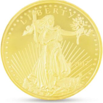 Gem Stone King 24K Yellow Gold Plated Walking Liberty Coin 37MM = 1.5 Inch in Diameter