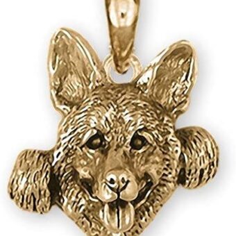 German Shepherd Jewelry 14k Gold Vermeil Handmade German Shepherd Pendant GS111X-PVM