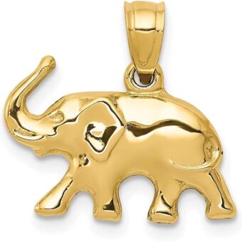 Gift For Mothers Day 14k Yellow Gold Elephant Pendant, (L- 17 mm, W- 17 mm) Gift for Women