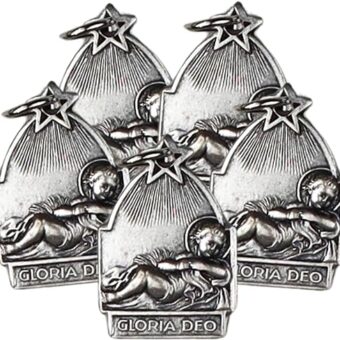 Gloria Deo Jesus Medal, Exquisite Religious Charm, Perfect for Jewelry, Catholic Gift or Handout, 18mm, (Pack of 5)