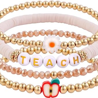 GOOJIDS Surfer Heishi Clay Bead Bracelets for Women Bohemian Stackable Evil Eye Vinyl Disc Beaded Stretch Bracelets Elastic Layering Friendship...