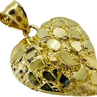 Hip Hop Unique Design Gold Nugget Heart Shaped Charm Pendant For Women and Men Jewerlry (Medium, Gold)