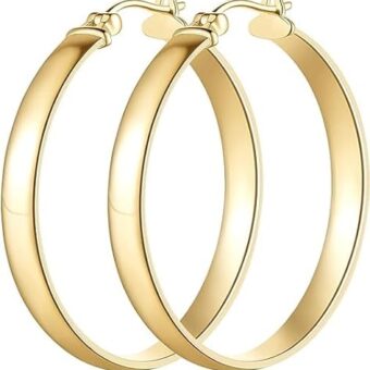 Hoop Earrings 14K Gold Hoop Earrings for Women Big Hoop Earrings Gold Jewelry Timeless Feminine Elegance, 35mm