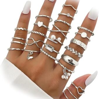 IFKM 51 Pcs Gold Knuckle Rings Set For Women Girls Vintage Stackable Joint Finger Midi Rings Dainty Cubic Zirconia Crystal Simple Twist Hollow Cute...