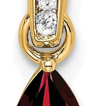 Jewels By Lux 14K Gold Pear Diamond and Birthstone Gemstone Charm Pendant (Length 16.3mm Width 4.5 mm)