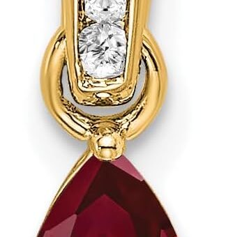 Jewels By Lux 14K Gold Pear Diamond and Birthstone Gemstone Charm Pendant (Length 16.3mm Width 4.5 mm)