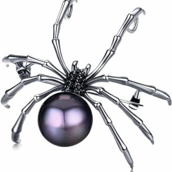 Luxury Sassy Spider REAL 12mm Freshwater Cultured Hybrid Edison Pearl Brooch/Pendant/Pin