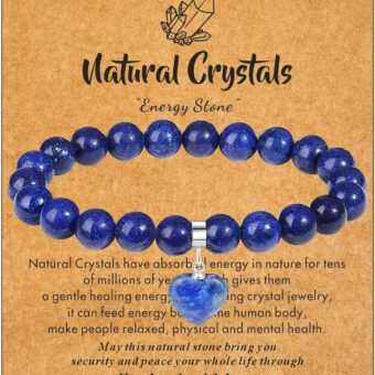 MAIBAOTA Healing Crystal Bracelet for Women, 8 mm Natural Gemstone Beaded Bracelet, Mothers Day Crystal Gifts for Mom, Love Heart Bracelet Jewelry...