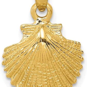 Medium 14k Gold Scallop Shell Pendant, Made in USA