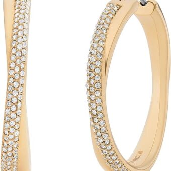 Michael Kors Gold-Tone Hoop Earrings for Women; Huggie Earrings for Women; Stainless Steel Earrings; Jewelry for Women