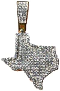 MOISSANITE SOLID 925 STERLING SILVER TEXAS STATE SHAPE PENDANT ICED