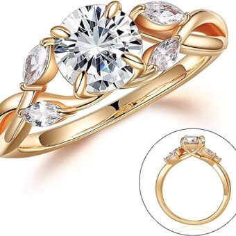 MOOSEA Mothers Day Gifts - Willow Moissanite Engagement Rings for Women, 1.2ct D Color VVS1 Clarity Lab Created Diamond Wedding Rings 14K White...