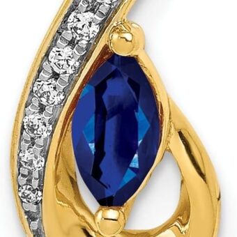 Mother's Day Gift 14k Gold Diamond and .28ct Gemstone Teardrop Slide Pendant Fine Jewelry for Women