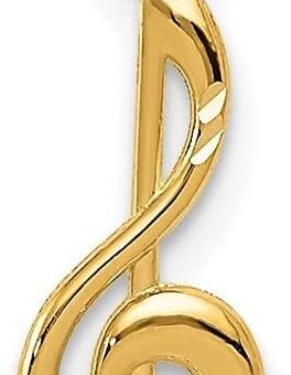 Mother's Day Gift 14k Yellow Gold Music Note Pendant, (L- 21 mm, W- 5 mm) Gift for Women