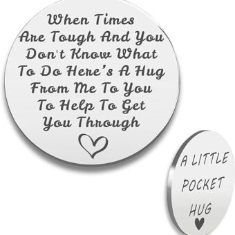 Motivational Inspirational Encouraging Long Distance Relationship Gifts for Friends Coworkers Someone Moving Away Metal Double Sided Pocket Hug...