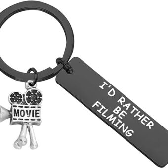 Movie Camera Keychain I'd Rather Be Filming Jewelry Gift For Director Videographer Writer