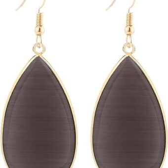 Natural Crystal Healing Stone Earrings Statement Teardrop Dangle Earrings for Women Girls