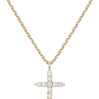 PAVOI 14K Gold Plated Cubic Zirconia Cross Necklace for Women | Cross Faith Pendant Necklaces