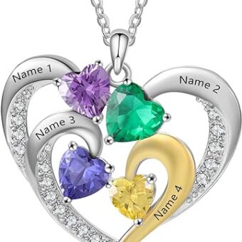 Personalized mothers necklace with birthstones names sterling silver jewelry for women customized engraved necklace