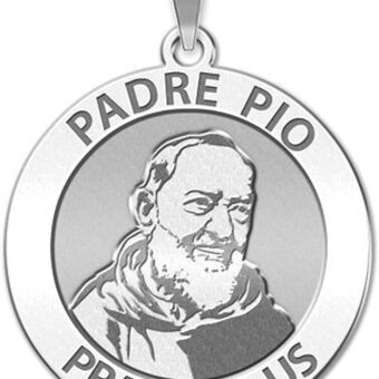 PicturesOnGold.com Padre Pio Religious Medal Only or Medal With Engraving - in Sterling Silver, 10K, or 14K Gold