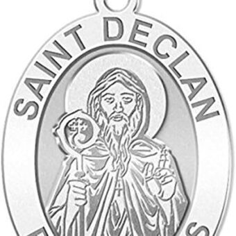 PicturesOnGold.com Saint Declan Oval Religious Medal - in Sterling Silver and 10K or 14K Gold