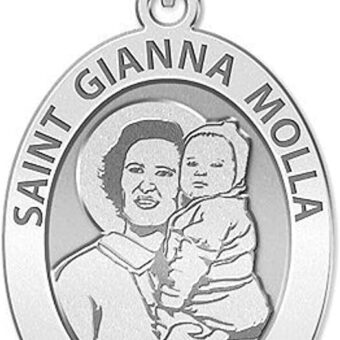 PicturesOnGold.com Saint Gianna Beretta Molla Oval Religious Medal - in Sterling Silver and 10K or 14K Gold