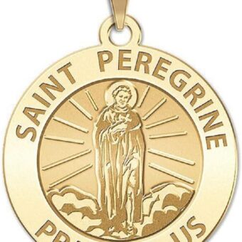 PicturesOnGold.com Saint Peregrine Religious Medal Only or Medal With Engraving - in Sterling Silver and 10K or 14K Gold