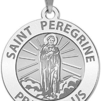 PicturesOnGold.com Saint Peregrine Religious Medal Only or Medal With Engraving - in Sterling Silver and 10K or 14K Gold