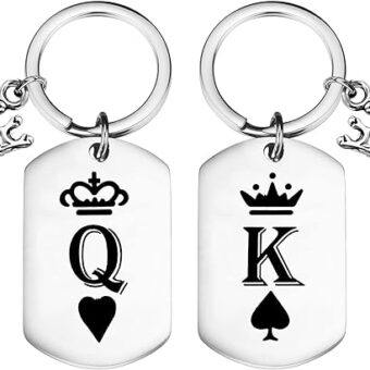 PLITI Couple Gift King And Queen Keychain Set Of 2 For Wife Husband Boyfriend Girlfriend