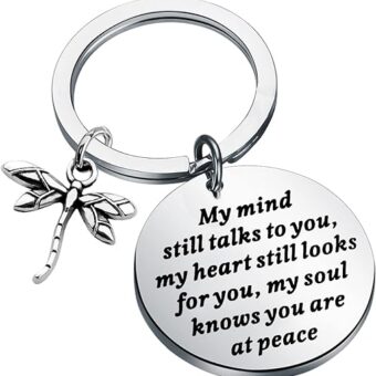 PLITI Dragonfly Memorial Gift Loss of Loved One Gift My Mind Still Talks To You Sympathy Keychain