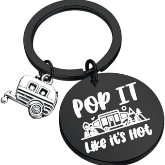 PLITI RV Camping Keychain For Camper Lover Travel Trailers Gift Funny Camping Accessories