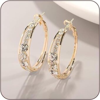 Rhinestone Hoop Earring for Women Girls Dainty Cubic Zirconia Piercing Hoop Earrings Fashion Jewelry Mothers Day Birthday Valentine's Day Jewellry...