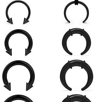 Septum Stretching Kit 14G-4G Big Septum Rings Jewelry Septum Piercing Kit Black Septum Piercing Jewelry Septum Pincher Horseshoe Internally Threaded