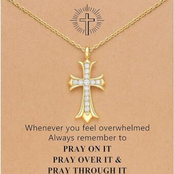 Silver/Gold Cross Pendant Necklace for Women Girls Religious Easter Confirmation Baptism Christian Gifts