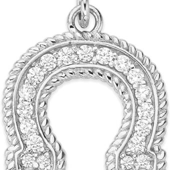 Solid Sterling Silver CZ Horseshoe Statement Pendant