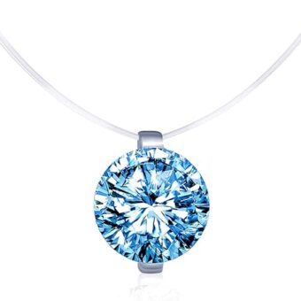 Solitaire Pendant 925 Sterling Silver Cubic Zirconia CZ with Transparent Chain Necklace for Women