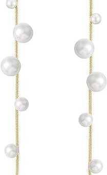 SWEETV 18K Gold Plated/Silver Long Pearl Drop Dangle Earrings for Women, Chain Pearl Dangling Wedding Bridal Earrings for Brides Bridesmaids, Prom...