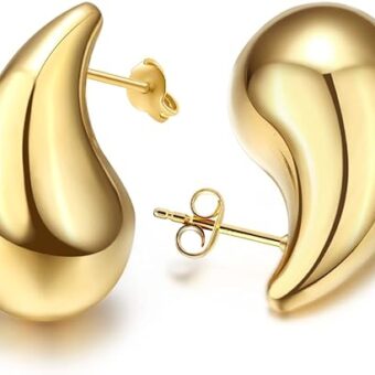 Teardrop Chunky Earrings for Women Trendy Hoop Earring Set Earring Dupes, Gold Earrings