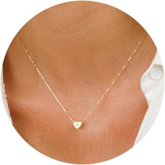 Turandoss Heart Initial Necklaces for Women Girls Gifts - Gold Filled Heart Initial Necklace Personalized Letter Heart Necklaces for Girls Tiny...