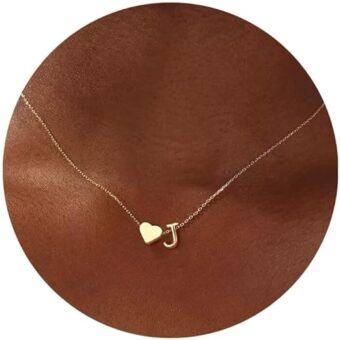 Turandoss Mothers Day Gifts for Mom Women Girls, 14K Gold Plated Heart Initial A-Z Necklace Dainty Heart Necklaces Tiny Gold Initial Necklaces for...