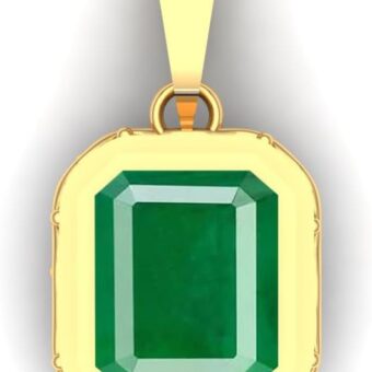 DINJEWEL 6.25 Carat Natural Emerald Gemstone Square Shape Gold Plated Pendant For Women