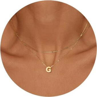 GIFT4U Initial Necklaces for Women - 18K Gold Plated Layered Necklaces for Women Trendy Letter Initial Necklace Bead Chain Necklace for Girls Gold...