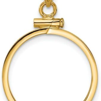 Gold Coin Bezel Pendant Mounting in 10K Yellow Gold - 13mm - 39.5mm Coin Size - Polished Screw Top