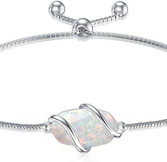 HPQQ Bracelet for Women 925 Sterling Silver Dainty Simple Gemstone Link Bracelet Fine Jewelry Anniversary Birthday Mother's Day Graduation Gifts...