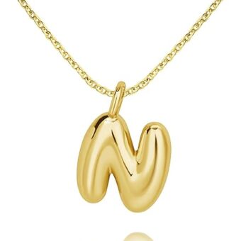 JEKIXHUA 18K Gold Plated Letter Necklace Bubble Initial Pendant Necklaces for Girls Women Balloon Cute Alphabet Design Puffy Name Personalized Teen...