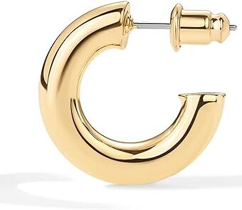 PAVOI 14K Gold Plated Lightweight Chunky Open Hoops for Women | Trendy Gold Hoop Earrings