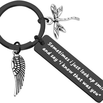 PLITI Sympathy Gift Dragonfly Gift Sometimes I Just Look Up Smile and Say I Know That was You Memorial Keychain (Dragonfly Sometimes kybl)