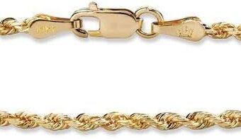 PORI JEWELERS 10K Solid Gold 2mm Diamond Cut Rope Chain Bracelet or Anklet for Women - Lobster Clasp