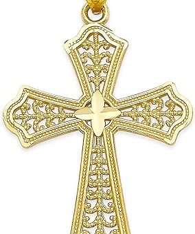 Solid Gold Cross Pendant in 10k or 14k, Unisex Religious Jewelry